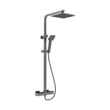 Nuie Square Thermostatic Bar Valve & Shower Kit Contemporary Brushed Pewter Brass ABS 1200x261x465mm - JJ Building Materials