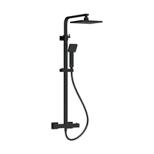 Nuie Square Thermostatic Bar Valve & Shower Kit Contemporary Matt Black Brass ABS 1200x200x465mm - JJ Building Materials