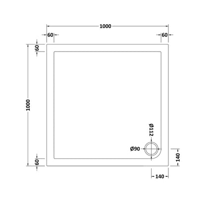 Nuie Square Trays Square Shower Tray 1000 X 1000mm Contemporary White Acrylic Capped ABS Caco3 And Pu - JJ Building Materials