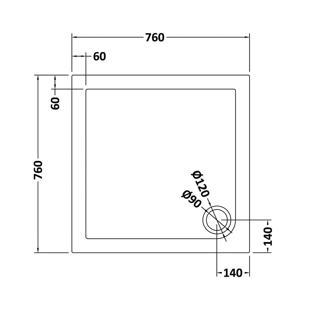 Nuie Square Trays Square Shower Tray 760 X 760mm Contemporary Grey Slate Acrylic Capped ABS Caco3 And Pu - JJ Building Materials