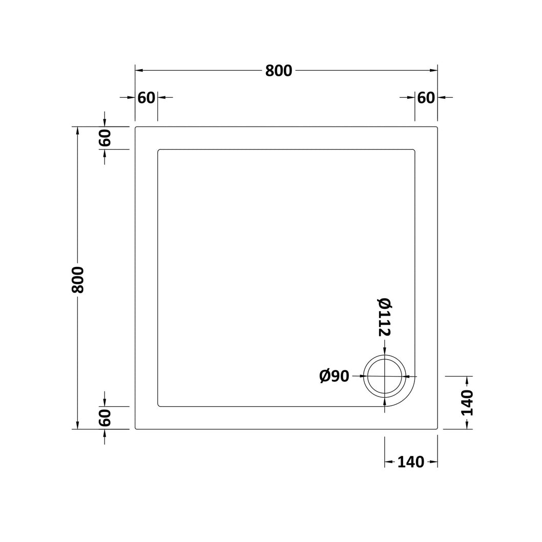 Nuie Square Trays Square Shower Tray 800 X 800mm Contemporary White Acrylic Capped ABS Caco3 And Pu - JJ Building Materials