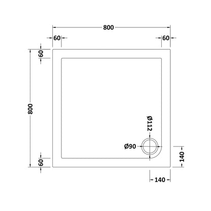 Nuie Square Trays Square Shower Tray 800 X 800mm Contemporary White Acrylic Capped ABS Caco3 And Pu - JJ Building Materials