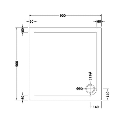 Nuie Square Trays Square Shower Tray 900 X 900mm Contemporary White Acrylic Capped ABS Caco3 And Pu - JJ Building Materials