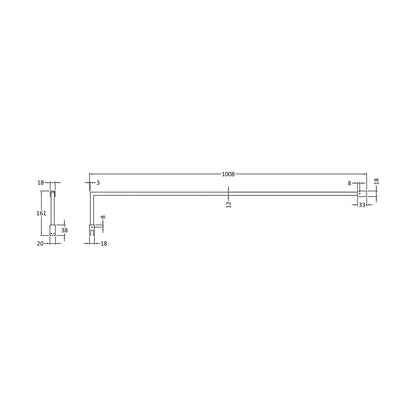Nuie Support Bar Kit Contemporary Chrome Stainless Steel 150x15x1000mm - JJ Building Materials