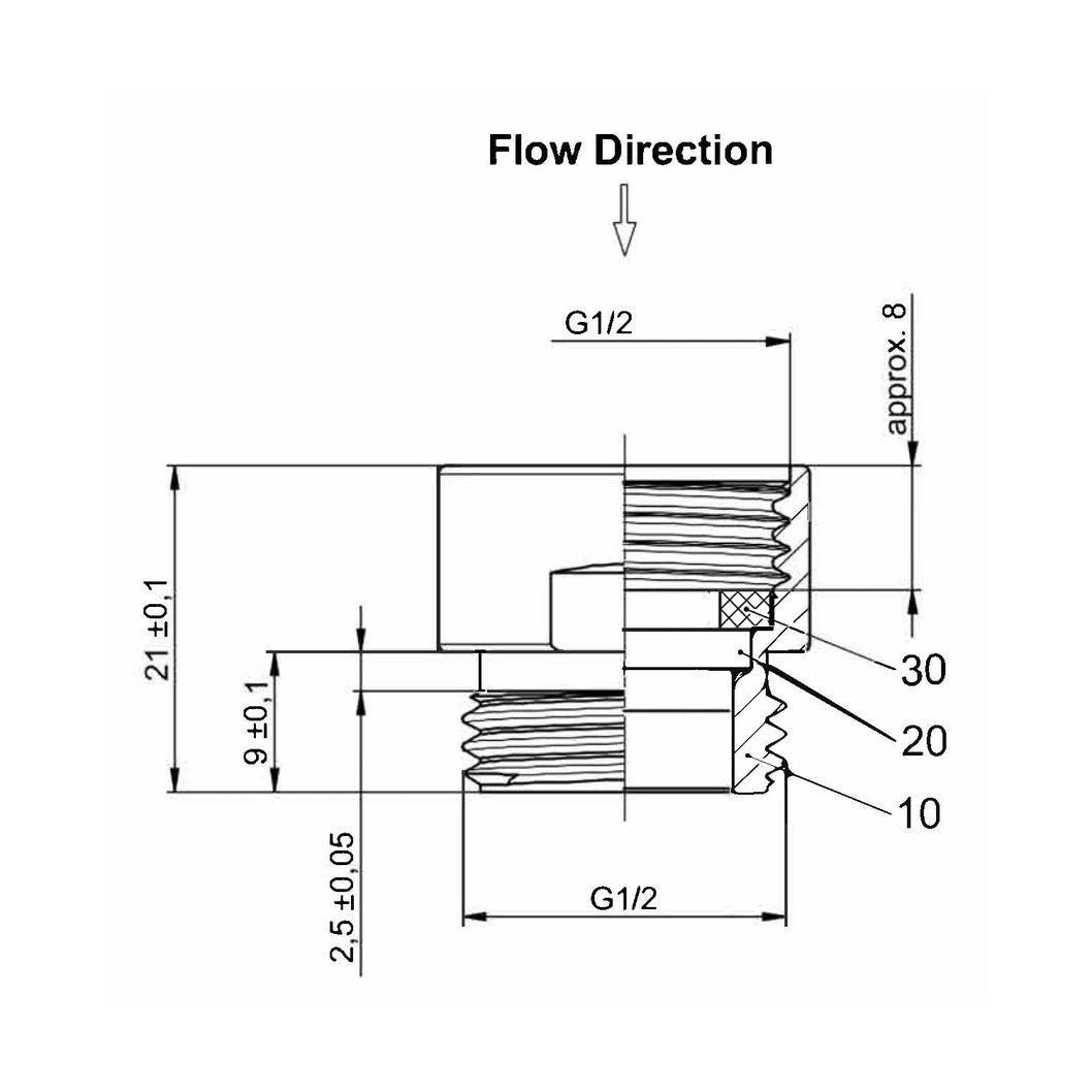 Nuie Tap Extras Flow Regulator Contemporary Chrome Brass 12.7x21x12.7mm - JJ Building Materials