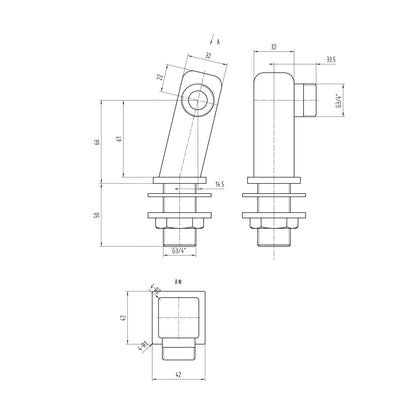 Nuie Tap Extras Inlet Leg Contemporary Chrome Brass 70x42x88mm - JJ Building Materials