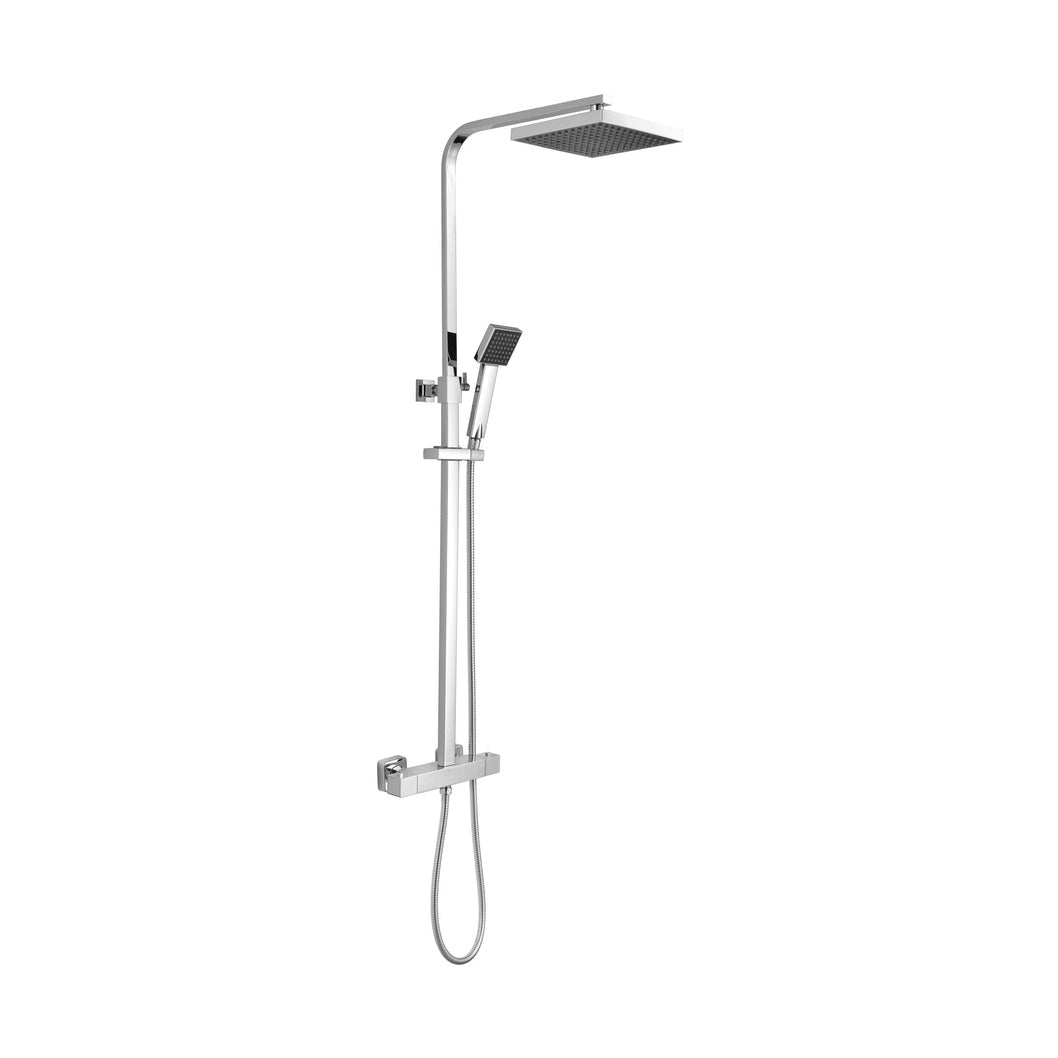 Nuie Thermostatic Bar Shower With Kit Contemporary Chrome Brass ABS 1200x261x465mm - JJ Building Materials