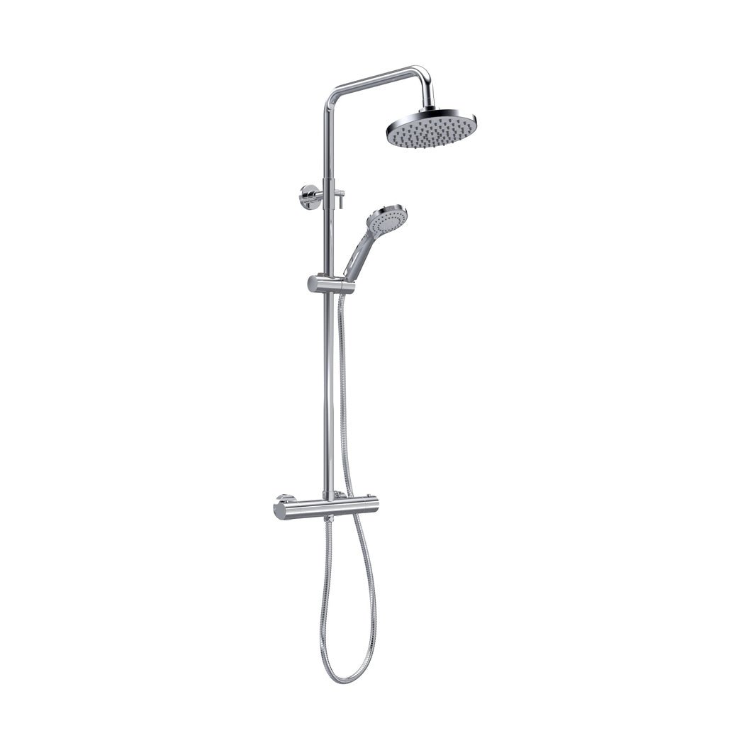 Nuie Thermostatic Bar Shower With Kit Contemporary Chrome Brass ABS 1245x267x429mm - JJ Building Materials