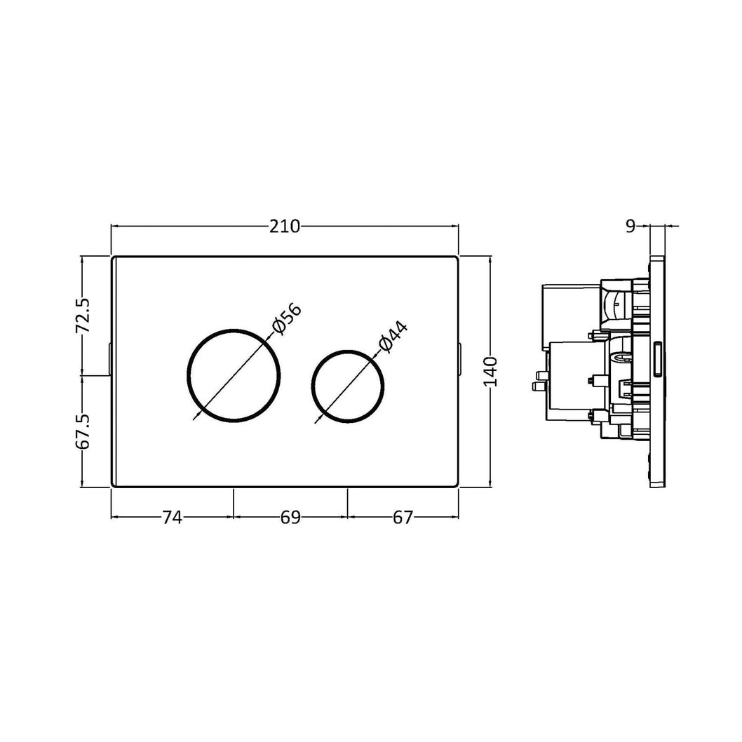 Nuie Toilet Accessories Brushed Brass Round Plate For Pneumatic Dual Flush Contemporary ABS 70x70x99mm - JJ Building Materials