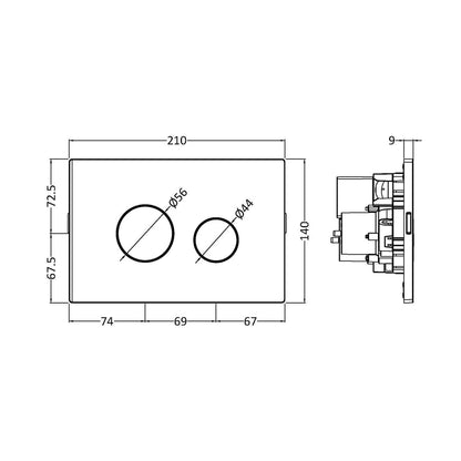 Nuie Toilet Accessories Brushed Brass Round Plate For Pneumatic Dual Flush Contemporary ABS 70x70x99mm - JJ Building Materials