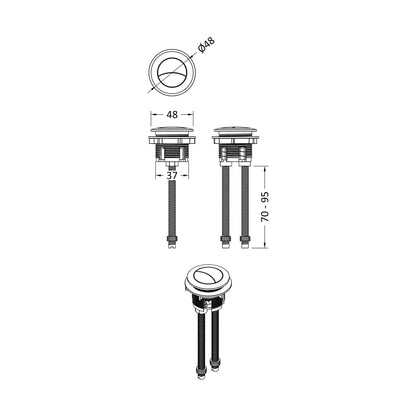 Nuie Toilet Accessories Matt Black Cistern Push Button Contemporary ABS 160x45x45mm - JJ Building Materials