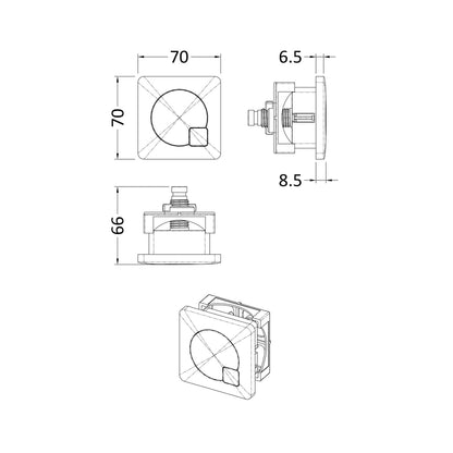 Nuie Toilet Accessories Square Dual Flush Black Push Button Contemporary ABS 70x70x99mm - JJ Building Materials