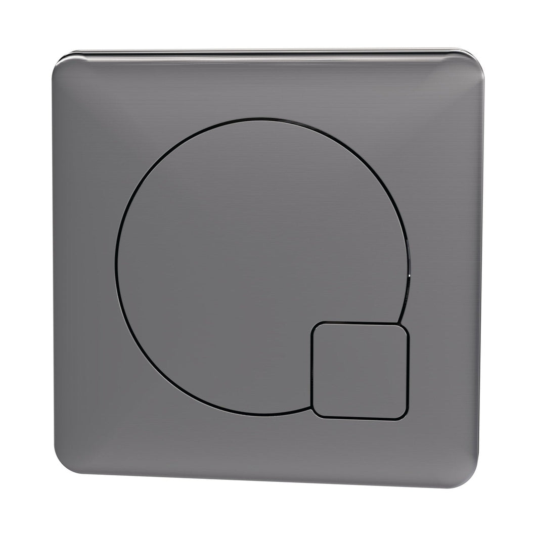 Nuie Toilet Accessories Square Dual Flush Gun Metal Push Button Contemporary Brushed Pewter ABS 70x70x99mm - JJ Building Materials