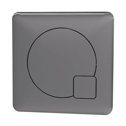 Nuie Toilet Accessories Square Dual Flush Gun Metal Push Button Contemporary Brushed Pewter ABS 70x70x99mm - JJ Building Materials