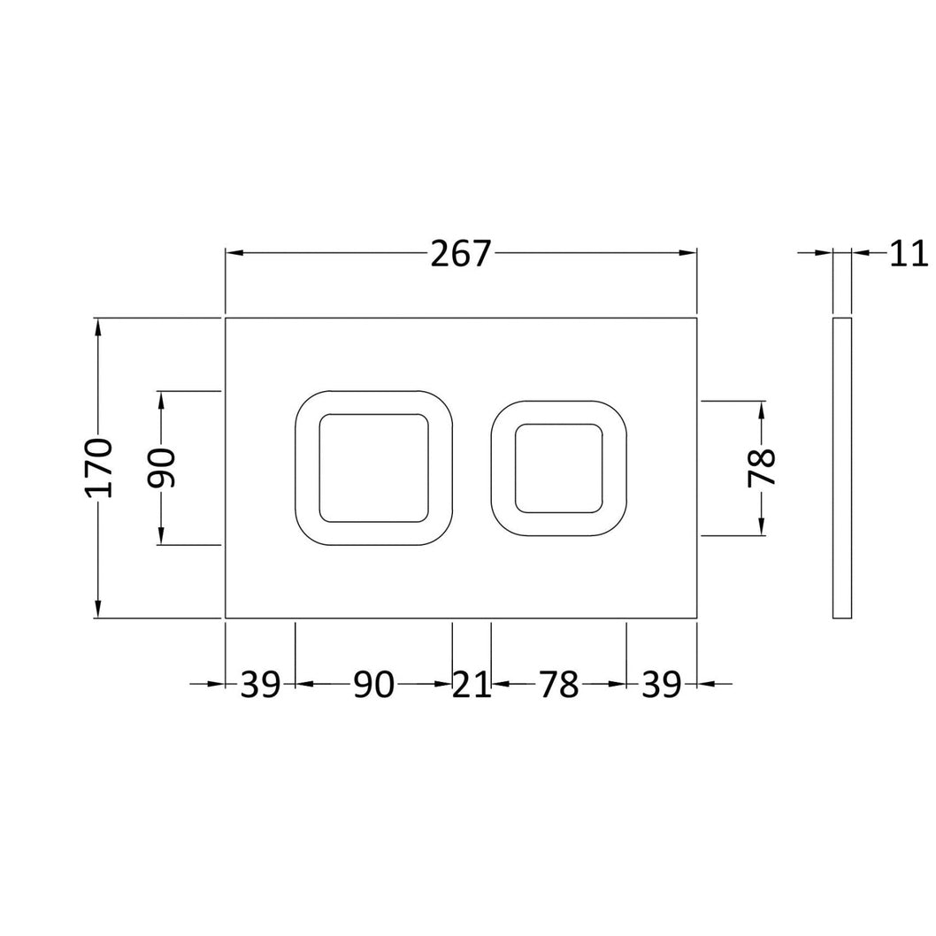 Nuie Toilet Accessories Square Dual Flush Push Button Contemporary Chrome Stainless Steel - JJ Building Materials