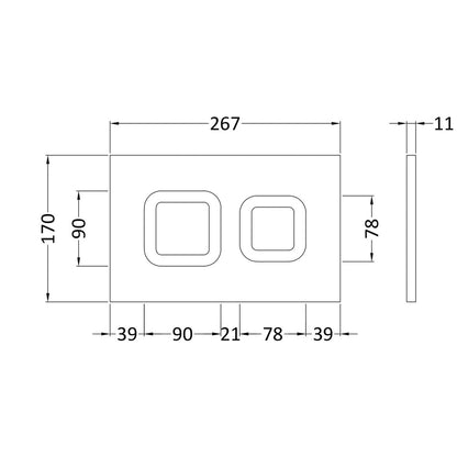 Nuie Toilet Accessories Square Dual Flush Push Button Contemporary Chrome Stainless Steel - JJ Building Materials