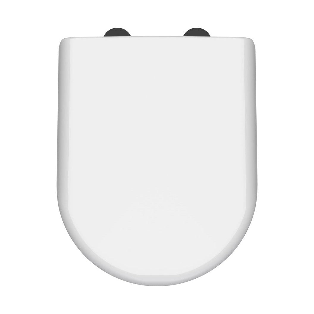 Nuie Toilet Seats D Shaped Soft Close Toilet Seat Contemporary Gloss White Urea 70x364x446mm - NTS004B - JJ Building Materials