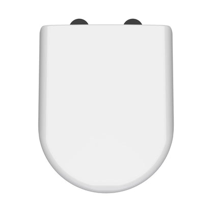 Nuie Toilet Seats D Shaped Soft Close Toilet Seat Contemporary Gloss White Urea 70x364x446mm - NTS004B - JJ Building Materials