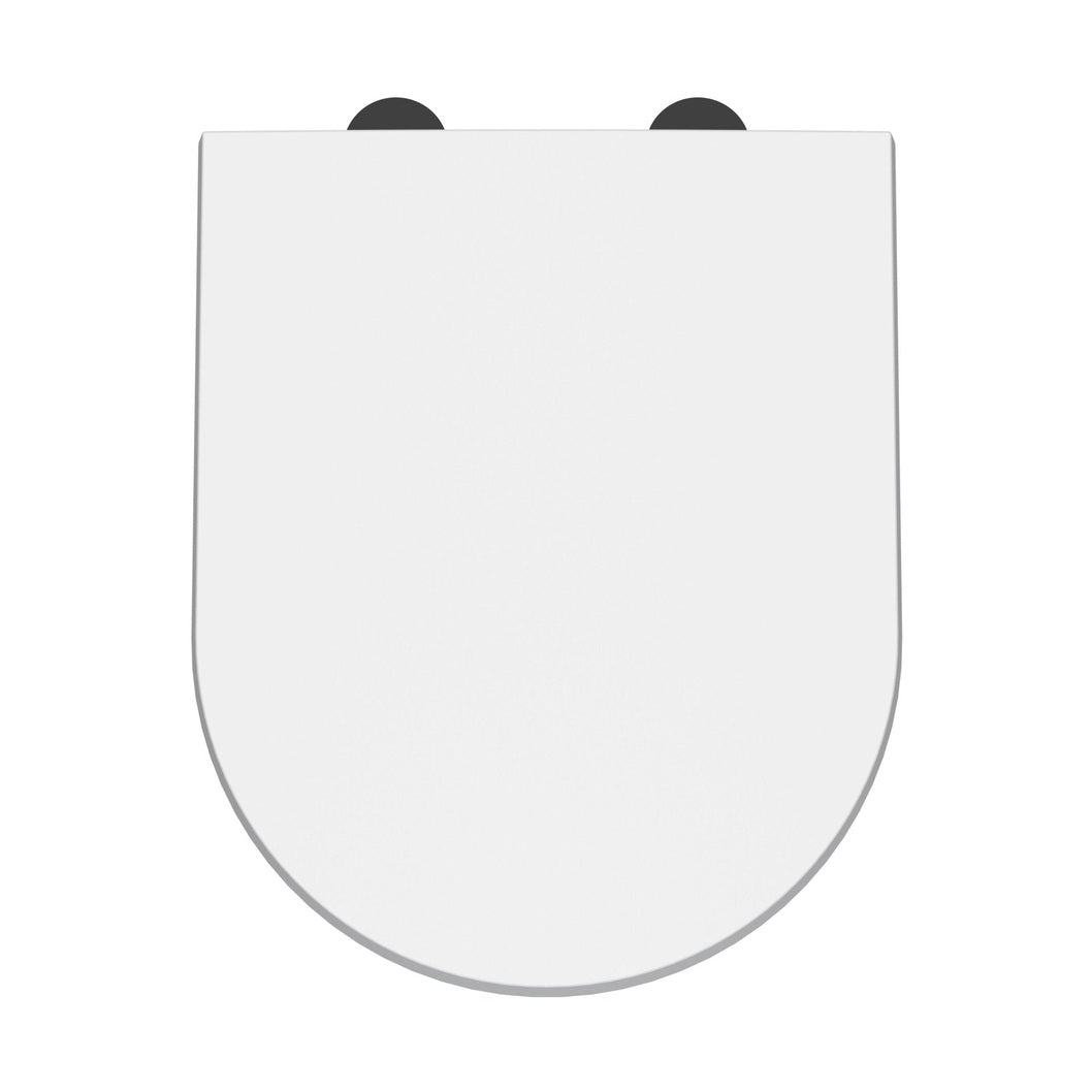 Nuie Toilet Seats D Shaped Soft Close Toilet Seat Contemporary Gloss White Urea 70x370x450mm - NTS007B - JJ Building Materials