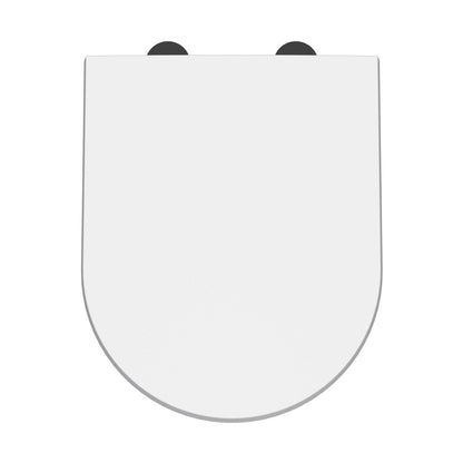 Nuie Toilet Seats D Shaped Soft Close Toilet Seat Contemporary Gloss White Urea 70x370x450mm - NTS007B - JJ Building Materials