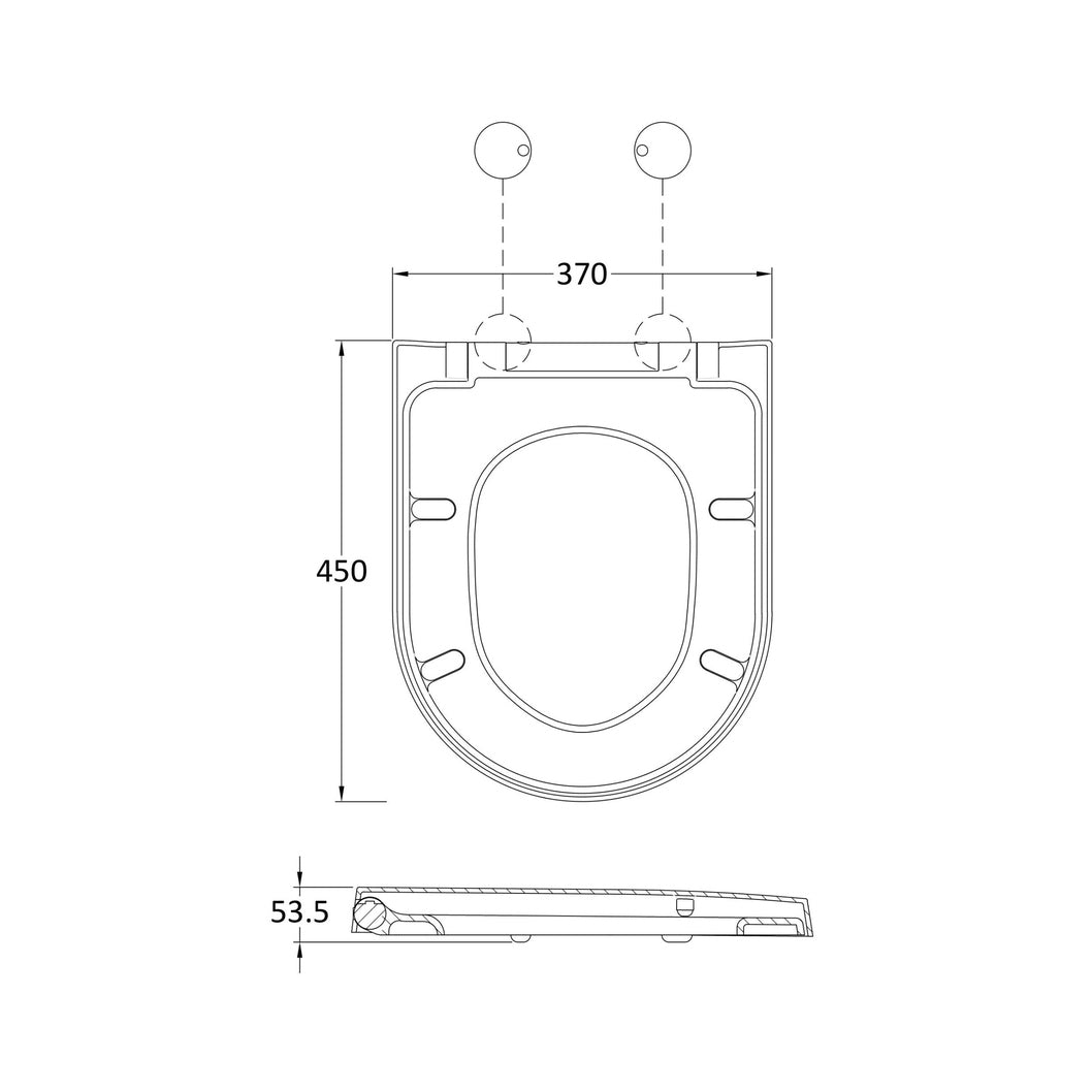 Nuie Toilet Seats D Shaped Soft Close Toilet Seat Contemporary Gloss White Urea 70x370x450mm - NTS007B - JJ Building Materials