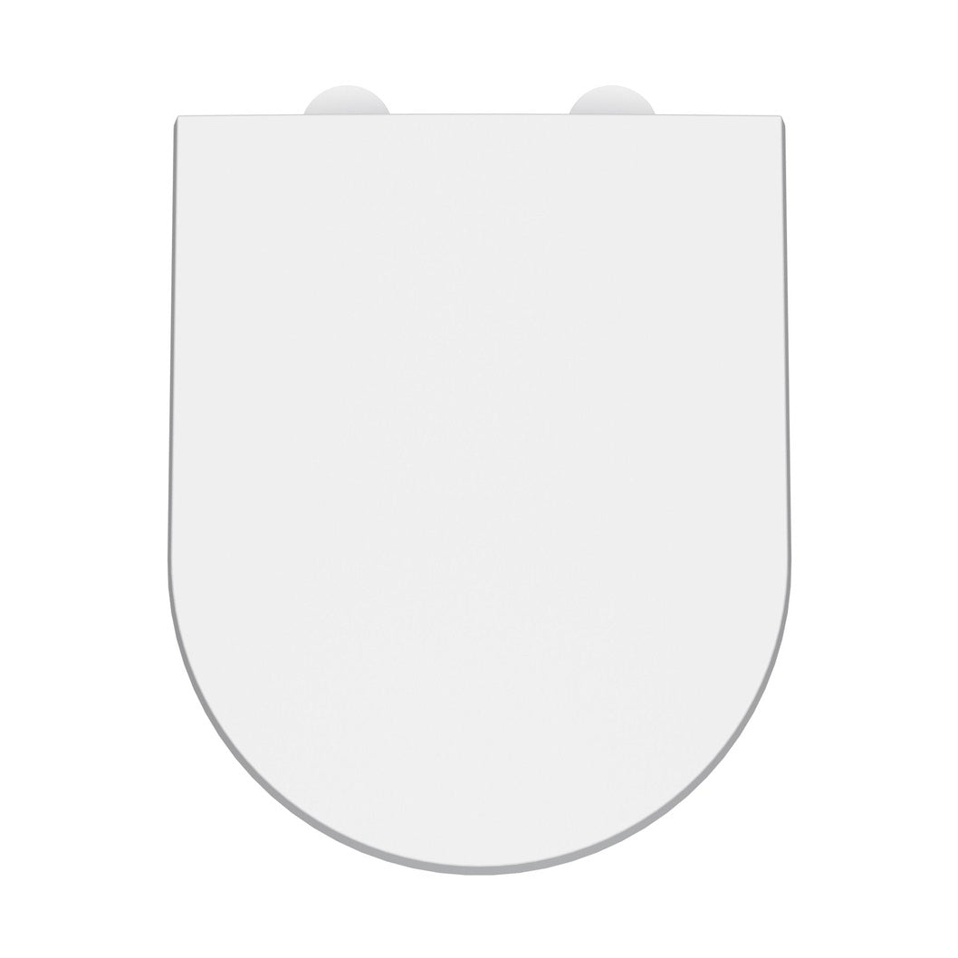 Nuie Toilet Seats D Shaped Soft Close Toilet Seat Contemporary Gloss White Urea 70x370x450mm - NTS007W - JJ Building Materials