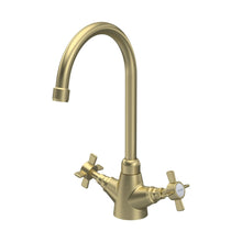 Nuie Traditional Mono Sink Mixer Brushed Brass Brass 345x180x165mm - JJ Building Materials