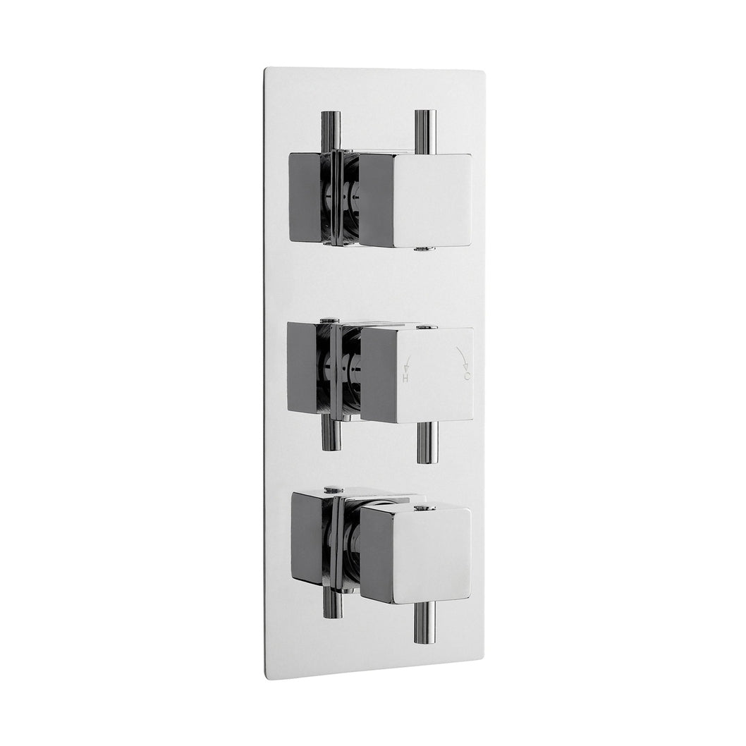Nuie Triple Thermostatic Shower Valve Contemporary Chrome Brass ABS 280x120x136mm - JJ Building Materials