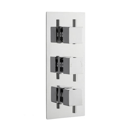Nuie Triple Thermostatic Shower Valve With Diverter Contemporary Chrome Brass ABS 280x120x136mm - JJ Building Materials