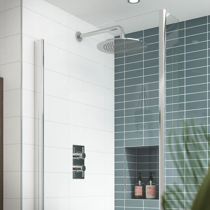 Nuie Twin Thermostatic Shower Valve Contemporary Chrome Brass ABS 215x120x135mm - JJ Building Materials