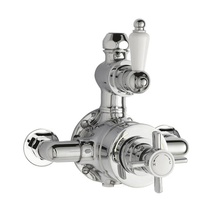 Nuie Twin Thermostatic Shower Valve Traditional Chrome Brass 190x150x162mm - JJ Building Materials