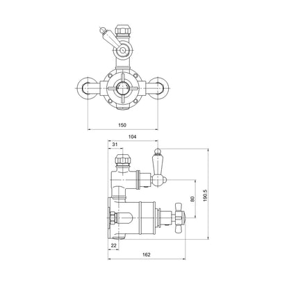 Nuie Twin Thermostatic Shower Valve Traditional Chrome Brass 190x150x162mm - JJ Building Materials