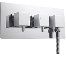 Nuie Twin Thermostatic Shower Valve With Diverter Contemporary Chrome Brass ABS 120x280x136mm - JJ Building Materials