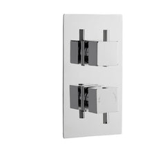 Nuie Twin Thermostatic Shower Valve With Diverter Contemporary Chrome Brass ABS 215x120x133mm - JJ Building Materials