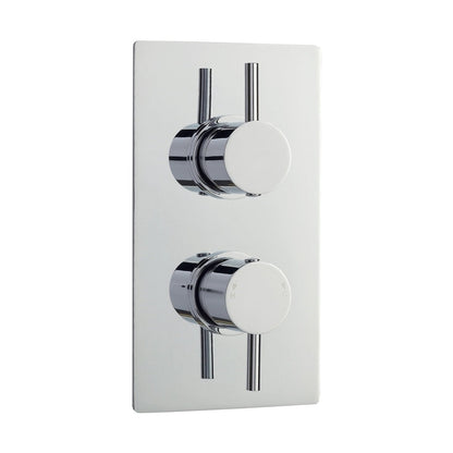 Nuie Twin Thermostatic Shower Valve With Diverter Contemporary Chrome Brass ABS 215x120x135mm - JJ Building Materials