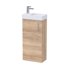 Nuie Vault 400mm Floor Standing Vanity & Basin Contemporary Bleached Oak MFC Textured Woodgrain 781x400x222mm - JJ Building Materials