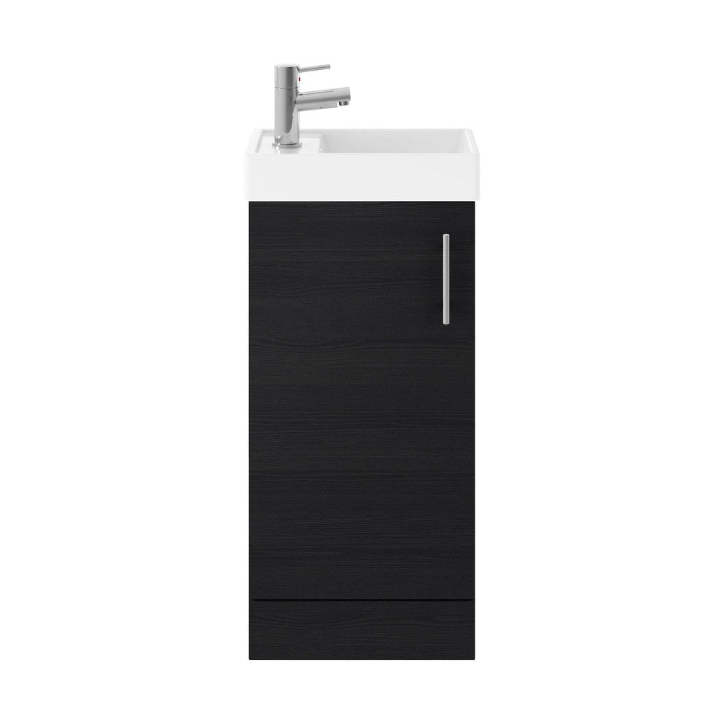 Nuie Vault 400mm Floor Standing Vanity & Basin Contemporary Charcoal Black MFC Textured Matt 861x405x222mm - JJ Building Materials
