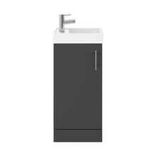 Nuie Vault 400mm Floor Standing Vanity & Basin Contemporary Gloss Grey MFC Gloss 861x405x222mm - JJ Building Materials