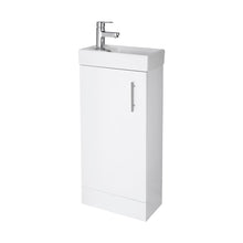 Nuie Vault 400mm Floor Standing Vanity & Basin Contemporary Gloss White MFC Painted Gloss 781x400x222mm - JJ Building Materials