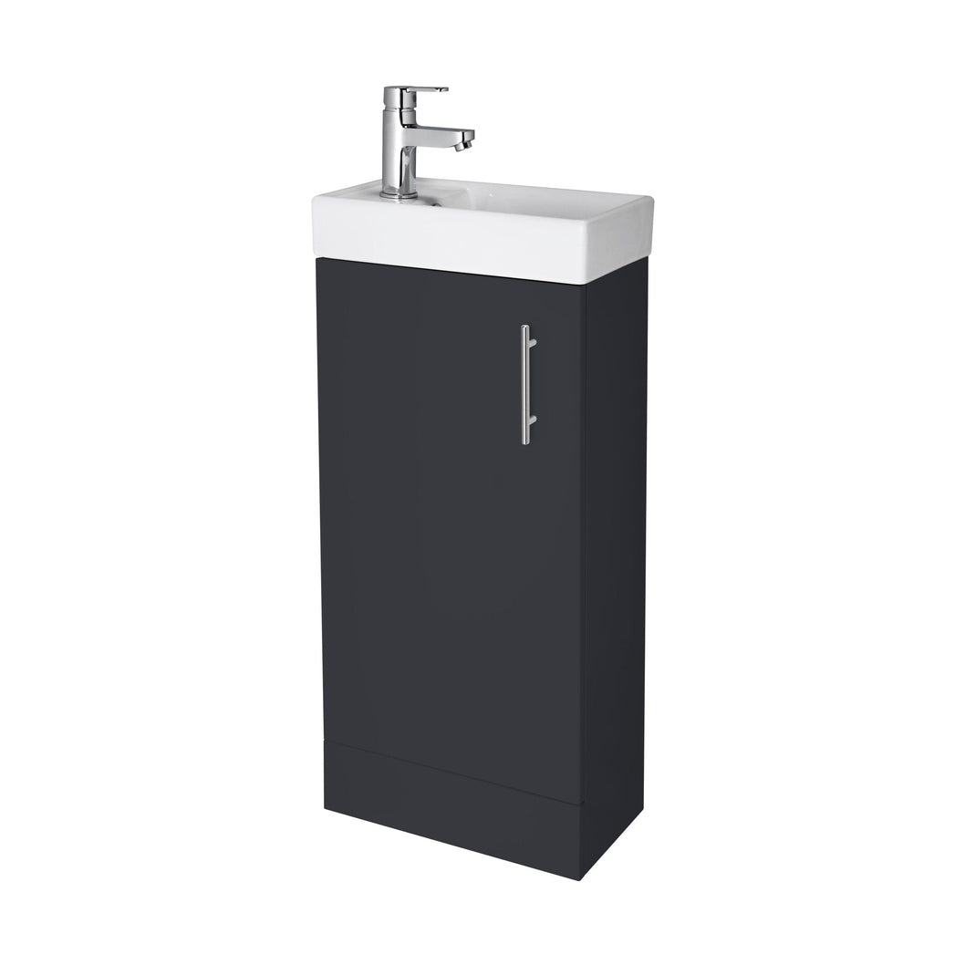 Nuie Vault 400mm Floor Standing Vanity & Basin Contemporary Soft Black MFC Painted Matt 781x400x222mm - JJ Building Materials