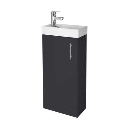 Nuie Vault 400mm Floor Standing Vanity & Basin Contemporary Soft Black MFC Painted Matt 781x400x222mm - JJ Building Materials