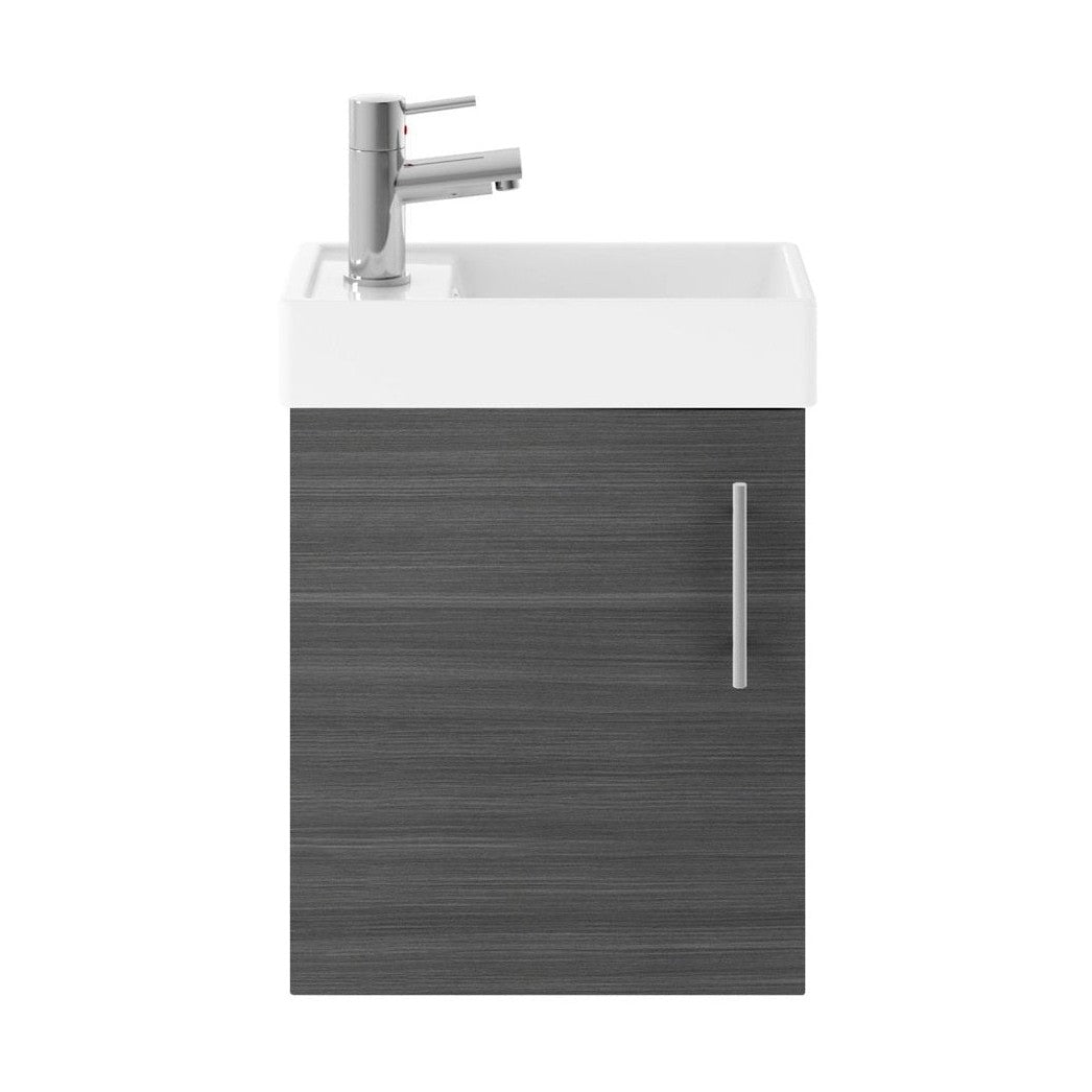 Nuie Vault 400mm Wall Hung Vanity & Basin Contemporary Anthracite Woodgrain MFC Textured Matt 520x405x222mm - JJ Building Materials