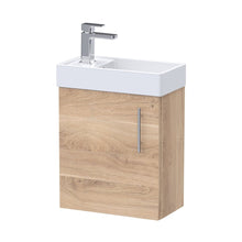 Nuie Vault 400mm Wall Hung Vanity & Basin Contemporary Bleached Oak MFC Textured Woodgrain 440x400x222mm - JJ Building Materials