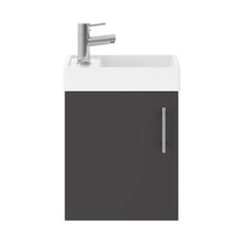 Nuie Vault 400mm Wall Hung Vanity & Basin Contemporary Gloss Grey MFC Gloss 520x405x222mm - JJ Building Materials