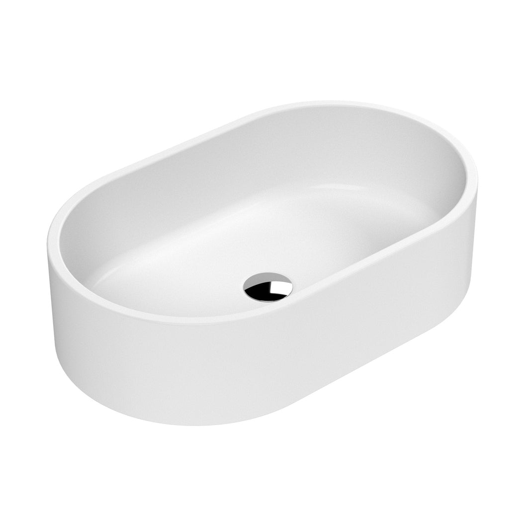 Nuie Vessels Oval Vessel Contemporary Matt White Vitreous China 145x565x350mm - JJ Building Materials