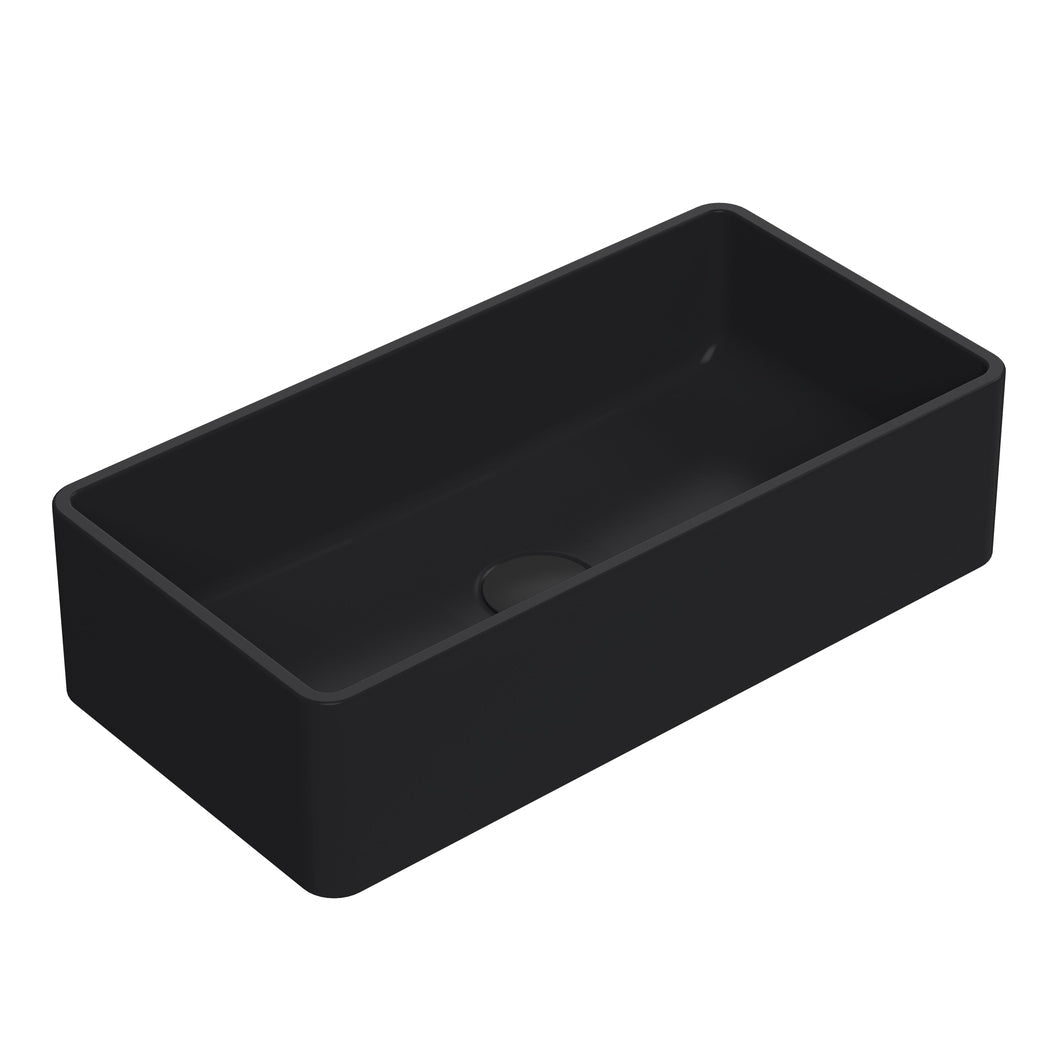 Nuie Vessels Rectangular Vessel Contemporary Matt Black Vitreous China 120x465x235mm - JJ Building Materials