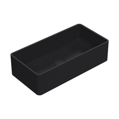 Nuie Vessels Rectangular Vessel Contemporary Matt Black Vitreous China 120x465x235mm - JJ Building Materials