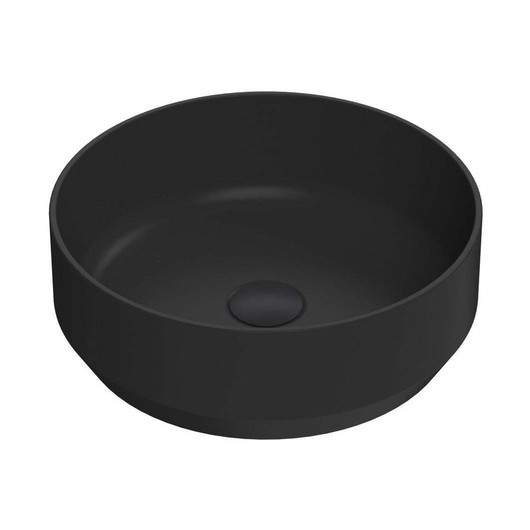 Nuie Vessels Round Vessel Contemporary Matt Black Vitreous China 120x350x350mm - JJ Building Materials