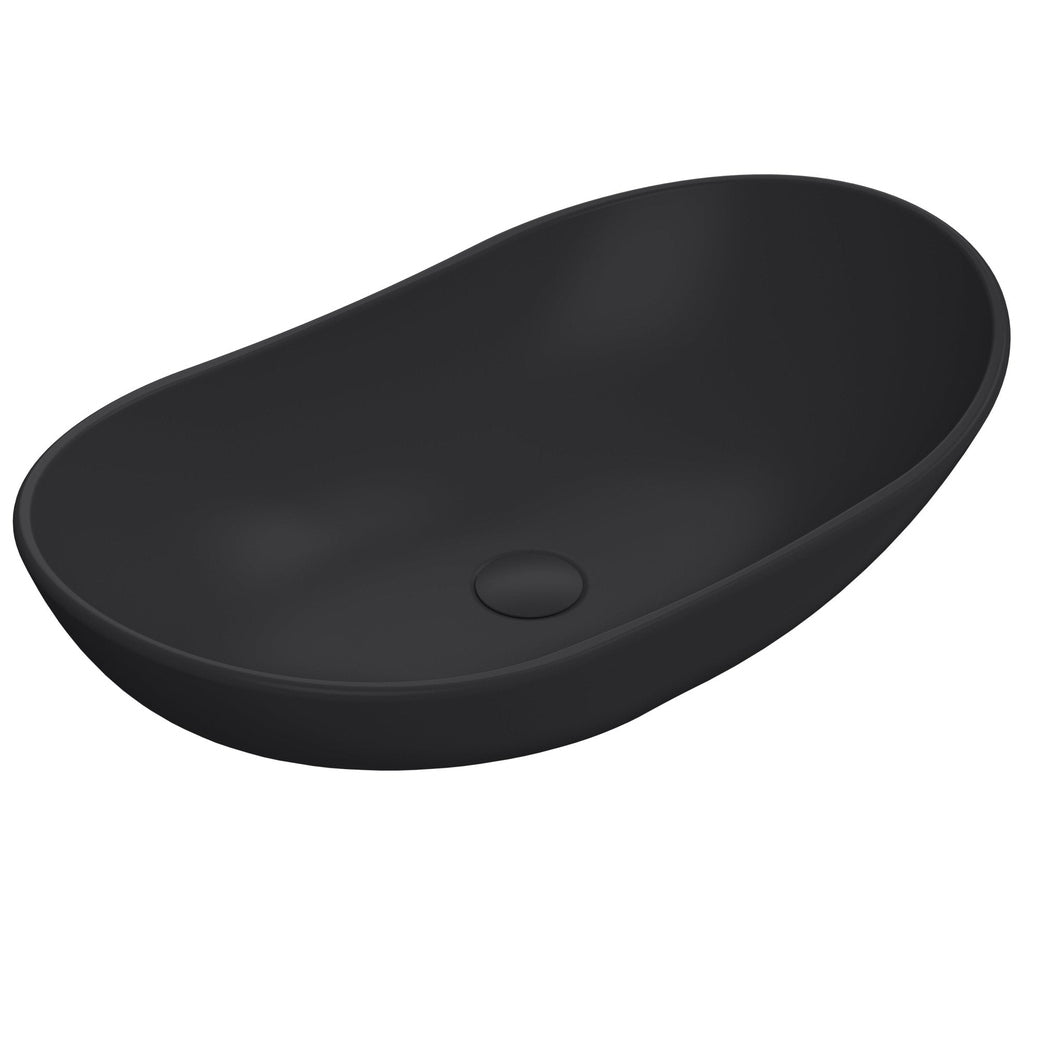 Nuie Vessels Round Vessel Contemporary Matt Black Vitreous China 155x615x360mm - JJ Building Materials
