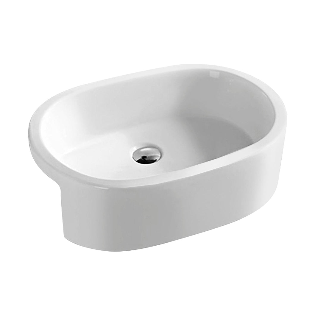 Nuie Vessels Semi-recessed Basin Contemporary White Vitreous China 185x570x405mm - JJ Building Materials